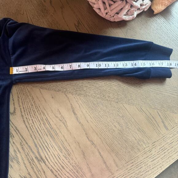 Crown & Ivy Navy Blue Top Size L Velvet Crewneck Long Sleeve Sweater - Picture 5 of 6